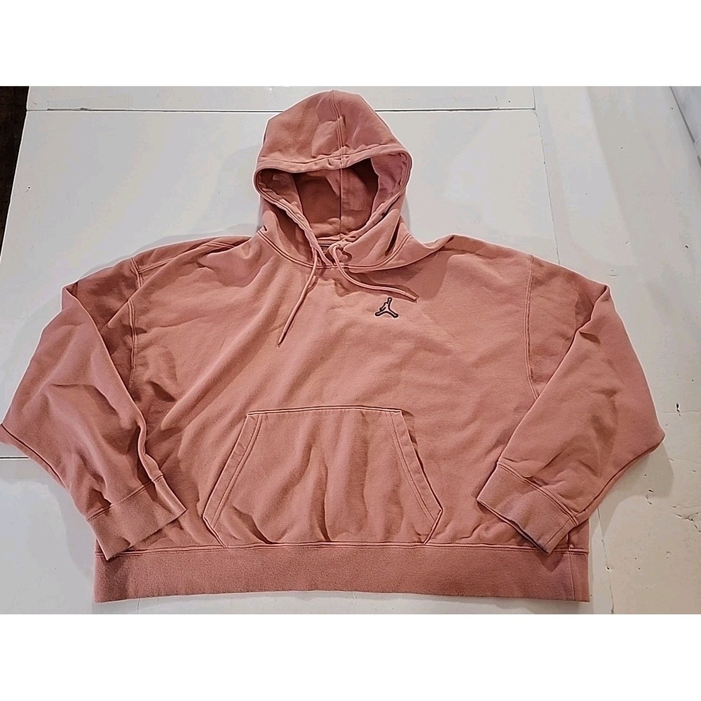 Nike Jordan Flight Hoodie Womens Plus 1X Pink Desert Berry Loose Fit Sweatshirt